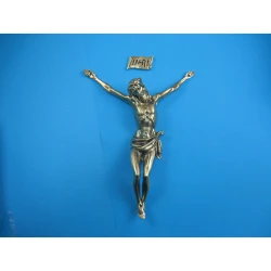 Korpus Pana Jezusa na krzyż metalowy + napis 23,5 cm ZŁ